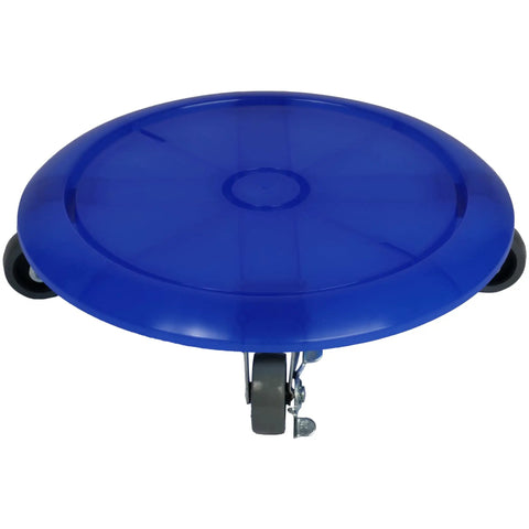 Assembled Quick Click Dust Separator And 5 Gallon Locking Collection Bin with caster dolly, blue lid