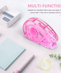 Sleek Pink Automatic Tape Dispenser For Washi And Standard Office Tape Super Handheld Push Cut Mechanism Portable Desk Organizer Battery Free Home Game Changer with free roll of tape.