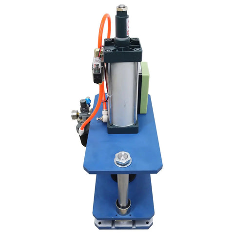 Built Like A Tank 1102 Pound Pneumatic Punch Press With Digital Display Controller For Smooth Sheet Metal Fabrication Desktop Punching Tool Two Column Three Plate Workbench showing pneumatic cylinder and control components.