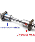 Bidirectional 32mm Ball Screw SFU3210 Kit With 2 Nuts 68.9in Length 10mm Lead Includes BK BF25 End Bearing Block And Flexible Coupling For CNC Machines showing clockwise and counterclockwise rotation.
