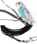 Ultra Lightweight Bird Flight Leash For Parrots Pigeons And Budgies Three Meter Training Rope with a budgie on a branch.