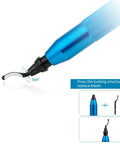 Precision Deburring Tool With 10 High Speed Steel BS1010 Blades for effortless edge burr removal, showing blue aluminum handle and blade.
