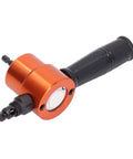 Pro Grade Double Head Electric Nibbler Attachment with 360 Degree Rotating Cutter, orange and black handle, for sheet metal cutting