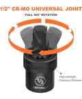 One Half Inch Drive Deep Impact Socket Set 10mm Through 24mm No Skipped Sizes With Extension Bars Universal Joint