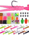 Trout Fishing Kit With 165 Pieces Including Split Tail Grub Worms, Shad Dart Jig Heads, Floats And Sinkers For Creek And River Angling
