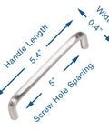Dimensions of Polished Chrome 5 Inch Hole Center Cabinet Handles in Solid Stainless Steel for Kitchen and Bathroom