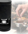 Commercial Grade Automatic Espresso Tamper For 58mm Portafilters showing sleek black design and touchscreen interface.