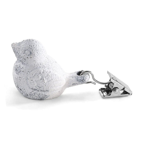 8 Pack Vintage Tablecloth Weights With Clip Hangers, Heavy Cast Iron Bird Weights For Outdoor Tables, white bird weight