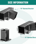 Slanted Pergola Brackets Kit For Outdoor Wood Beams, 4-Way Post Base Brackets In 15 Degree And 75 Degree Angles, size details
