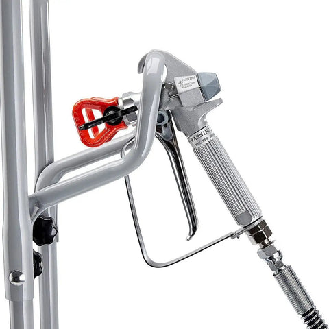 Pro Grade Airless Paint Sprayer With A Mean 3000 Psi Kick For Unthinned Latex Primers And Stains quick prime suction hose and spray gun detail