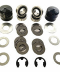 Riding Lawn Mower Front Wheel Bearing Upgrade Kit Includes 4 Front Wheel Flange Bearings 2 Hub Caps 6 Washers 4 Spacer Bearings Three Quarters Inch Inside Diameter One And Three Eighths Inch Outside Diameter Easy Steering Upgrade.