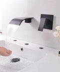 Matte Black Waterfall Wall Mount Faucet For Tub And Sink Brass Bath Filler Tap Wall Mounted Bathtub Filler One Half NPT Connection