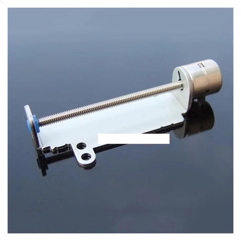 2 Phase 4 Wire Stepper Motor Operating As An 8Mm Travel Linear Slide Actuator with a metal housing and threaded slider.