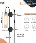 Black Plug In Wall Lights For Bedroom And Living Room, Frosted Milky White Glass Sconce Decor, dimensions shown