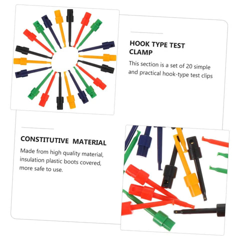 Test Hook Probe Kit For Digital Multimeter Leads With Safe Insulated Plastic Boots Round Test Hooks And Mini Clips
