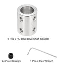 Rigid 12mm To 12mm Shaft Coupler Set In High Strength Steel For 3D Printers And DIYers, Encoder Ready With Low Noise And Vibration, Includes 24 Screws And Hex Wrench, Six Pcs. 12mm steel shaft coupler with screws and hex wrench