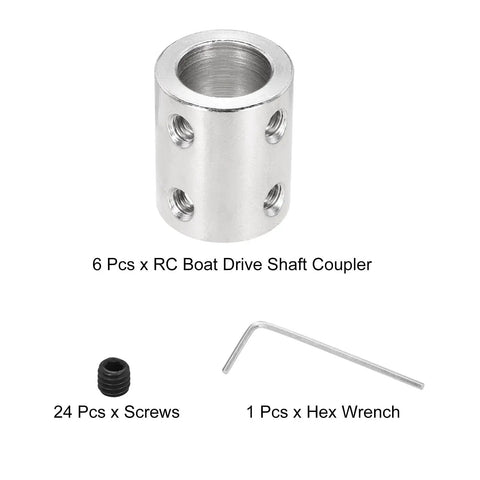Rigid 12mm To 12mm Shaft Coupler Set In High Strength Steel For 3D Printers And DIYers, Encoder Ready With Low Noise And Vibration, Includes 24 Screws And Hex Wrench, Six Pcs. 12mm steel shaft coupler with screws and hex wrench
