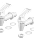 Pick Up Two White Replacement Cooler Faucets With Lock Nuts And Washers Easy Swap Water Dispenser Tap Killer Value For Home Bars No Sweat Install Solid Heavy Duty Build, featuring durable polypropylene material.