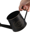 Heavy Duty Metal Watering Can With Big Capacity Galvanized Black Sprayer For Outdoor Garden Care Boss Grade Tool For Flowers And Lawn Easy Refill Spout Ergonomic Handle Indoor And Outdoor Plant Watering, black metal, side view