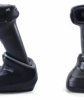 Wireless Bluetooth Barcode Scanner With 1D And 2D Imager Omnidirectional Scan from side and front view on stand