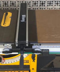 Heavy Duty Digital Table Saw Fence System Built Tough With Industrial Steel And Aluminum For Dead On Cuts And Pro Level Precision Woodworking on workbench.