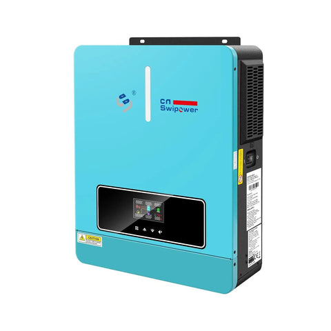 Heavy Duty 3600W Pure Sine Wave Solar Inverter With 120A MPPT Charge Controller, blue design, front panel view