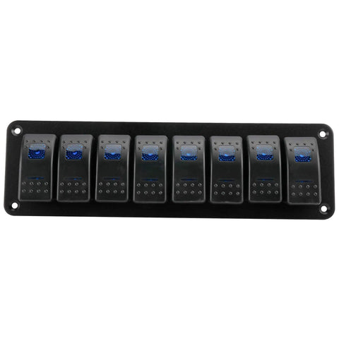 12-24V Beefy Boat Switch Panel Illuminated Aluminum Prewired Dash Panel 8 Gang Toggle Switches With 5 Pin On Off And 2 LED Backlit IP65