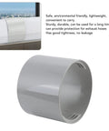 Universal 5 Inch Air Conditioner Exhaust Hose Connector Vent Coupling Extension Clockwise And Counterclockwise Thread Easy To Install No Tools Needed Portable AC Vent Hose Adapter For Quick Fit, shown close-up and installed on a window, made of ABS plastic