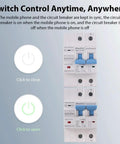 Two Pole WiFi Smart Circuit Breaker for Home Use 100A 220V Energy Monitor Switch with App Remote Control panel view