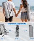 Couple carrying Low Profile Folding Beach Chair Twin Pack With Mesh Back and Cup Holder, easy to fold and carry on a beach