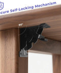 Hefty Duty Folding Brackets Kit Featuring Auto Self Locking Hinges And Forty Screws In Every Four Pack for secure self-locking mechanism at 90 degrees.
