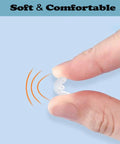 Close-up of soft silicone air bag eyeglass nose pad being pinched, showcasing its flexible design for comfort.