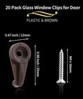20 Pack Brown Plastic Glass Retainer Clips For Bathroom Mirrors And Cabinet Doors Heavy Duty Window Holders dimensions with screw.