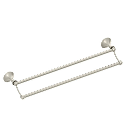 Lounge Collection Brushed Nickel 24 Inch Double Towel Bar Wall Mounted Towel Rack For Bathroom With Two Rods Easy Install Durable Finish DN7722BN For Any Bathroom Makeover
