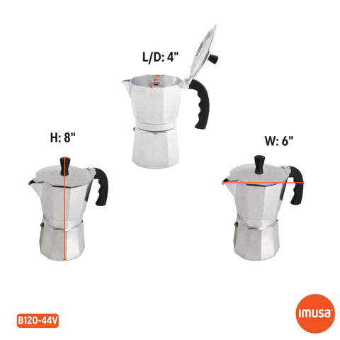 Stovetop Cast Aluminum 9 Cup Moka Pot Coffee Maker For Classic Cuban Italian Espresso Style Coffee shown from different angles