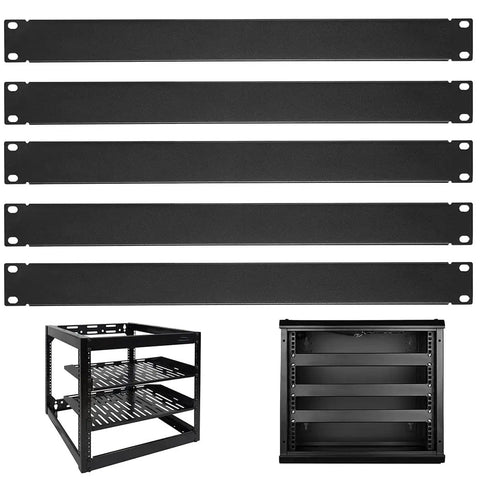 Heavy Duty 1U Blank Panels Metal Rack Mount Fillers For 19 Inch Server Cabinets, 5 pack of black steel blanks for dust protection.