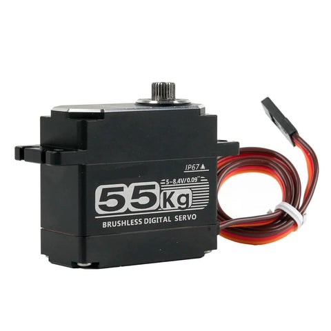 Hella Tough High Torque Digital Servo Featuring A Brushless Motor And Solid Metal Gears For IP67 Waterproof Durability and Sick RC Performance, 55Kg.