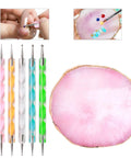 22 Piece Nail Art Tools Set With Gold Edge Resin Palette And 2 Way Acrylic Silicone Engraving Pen And Dotting Pen Kit For DIY