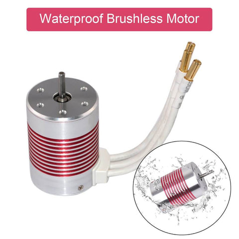 1/10 Scale RC On-Road Car Brushless Motor 3650 5900KV Waterproof 3.175mm Shaft Four Pole Twelve Slot High Torque CNC Machined 6061-T6 Heat Sink