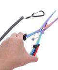 Toddmomy multifunction long-nose fishing pliers, stainless steel with rainbow finish, line cutter and hook remover, lanyard