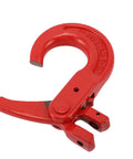 G80 Alloy Steel Clevis Slip Hook with Locking Pin, red heavy-duty design, 3.15 ton load limit safety chain hook.