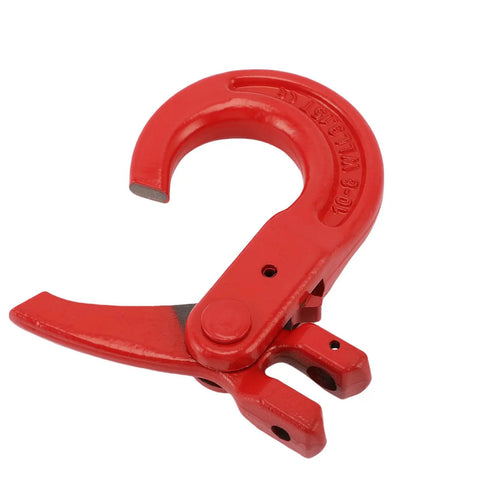 G80 Alloy Steel Clevis Slip Hook with Locking Pin, red heavy-duty design, 3.15 ton load limit safety chain hook.