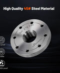 Heavy Duty 3 Inch Steel Wood Lathe Faceplate With 1 Inch By 8 Tpi Thread, Eight Mounting Holes, on black background