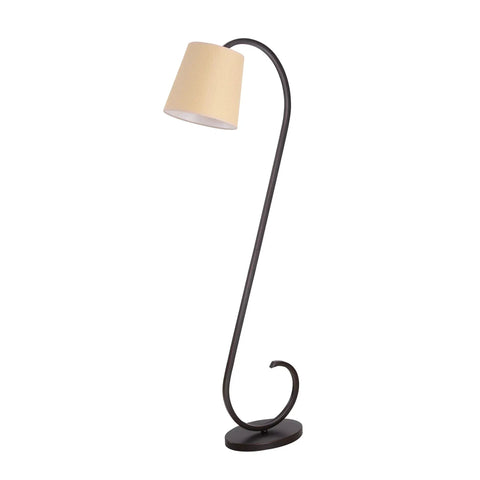 Oil Rubbed Bronze Floor Lamp With Elegant Scroll Design, Casual Modern Vibe For Living Rooms, tan shade, 56 inches tall