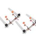 Drawer Slide Installation Tool Set With Magnetic Quick Fix System, stainless steel, for easy track positioning, white and orange parts.