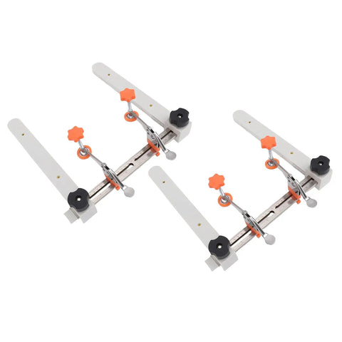 Drawer Slide Installation Tool Set With Magnetic Quick Fix System, stainless steel, for easy track positioning, white and orange parts.
