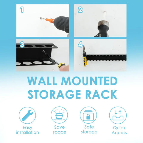Heavy Duty Screwdriver Organizer Wall Mount With 14 Holes And Metal Plier Holder No Fuss DIY Ready Tool Rack installation steps