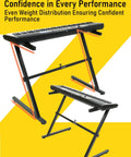 Z Style Keyboard Stand With Adjustable Width For 61 And 88 Key Keyboards, sturdy durable digital piano stand, sleek black design