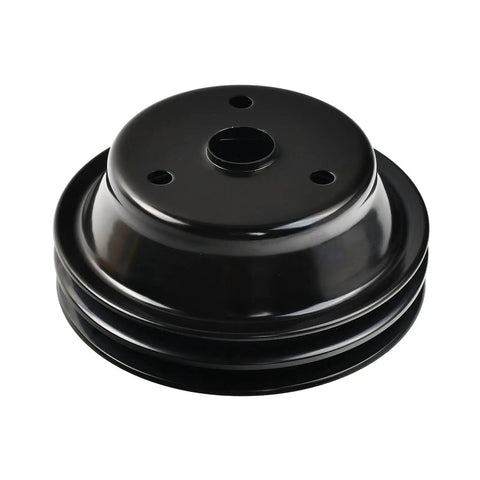 Complete Small Block Chevy 350 Power Steering Pump And V Belt Pulley Kit With One Half Inch Groove Bracket For Long Water Pump Swap Ready Setup, black steel pulley