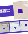 Set of 2 cobalt glass sheets 5x5cm for chemistry flame color reaction tests, heat resistant lab plates on lab table.